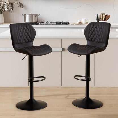Barhocker mit Lehne, höhenverstellbar, 2er Set Schwarz