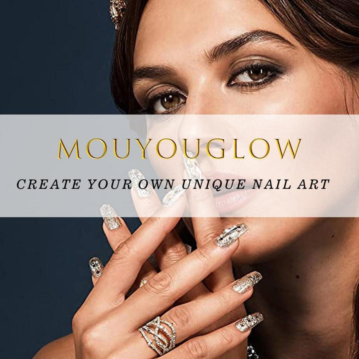 MouyouGlow Press on Nails Weiß French mit Blumen – Künstliche Nägel