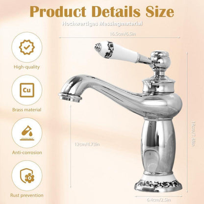 Retro Bad Wasserhahn mit Wasserfallauslauf Vintage Silber