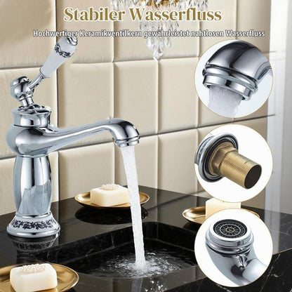 Retro Bad Wasserhahn mit Wasserfallauslauf Vintage Silber