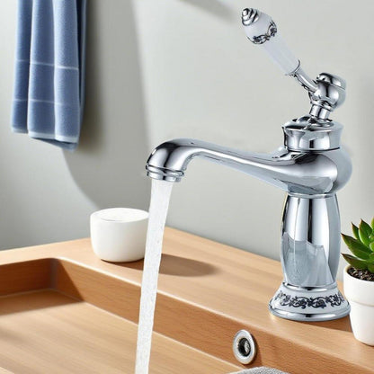 Retro Bad Wasserhahn mit Wasserfallauslauf Vintage Silber