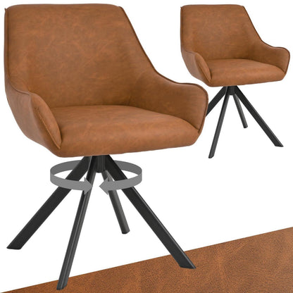 Drehbarer Esszimmerstuhl Set 2x mit Armlehne – Braun