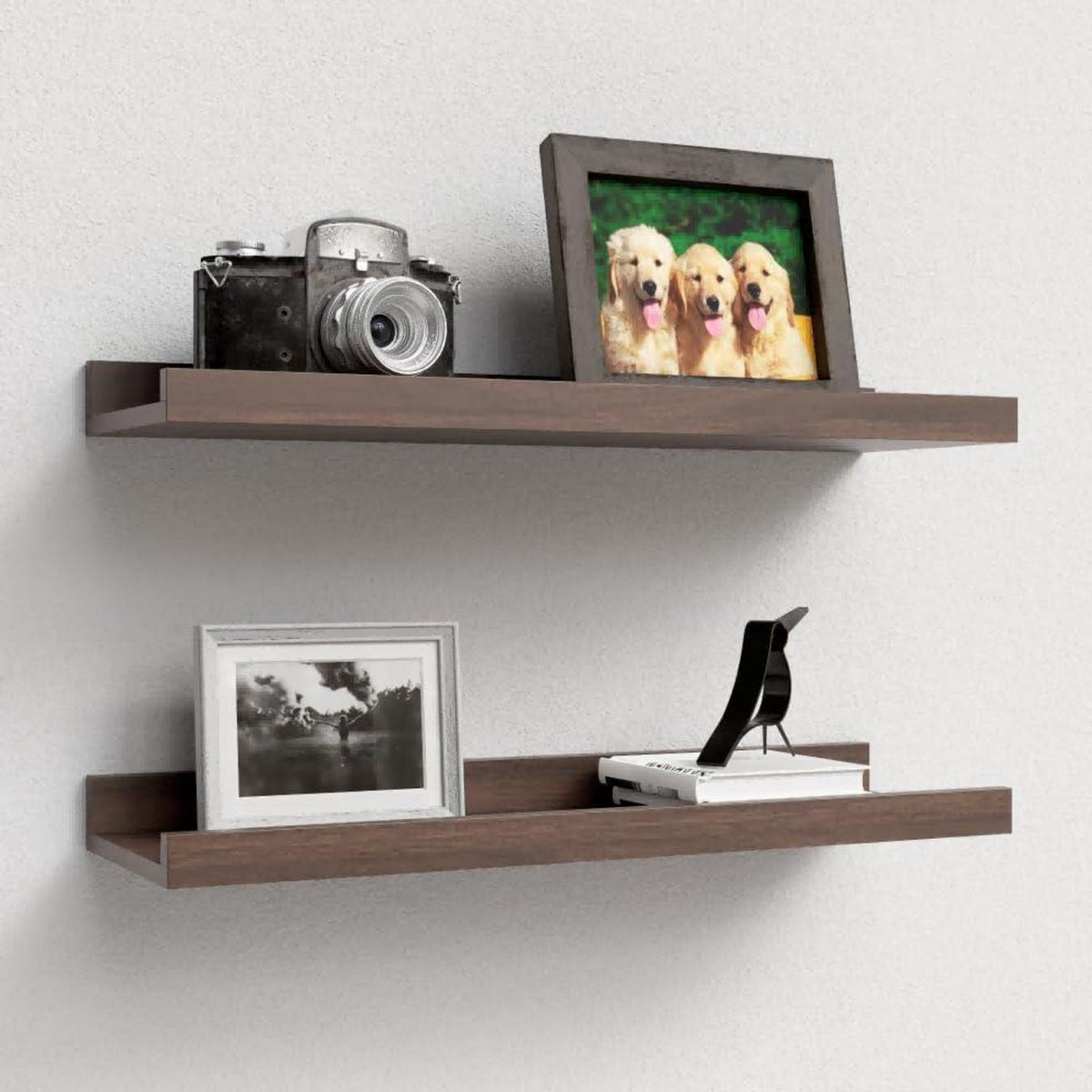 Schweberegal Walnuss 2er Set 120 cm MDF Holz Modern