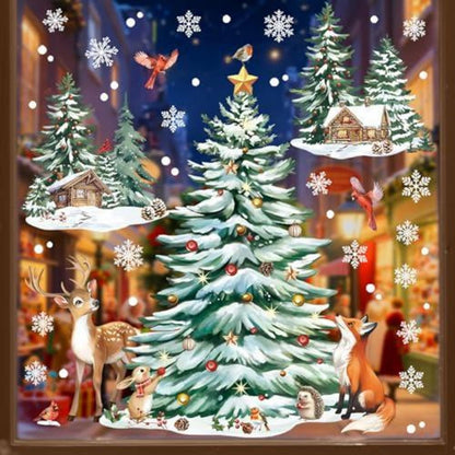 Weihnachts Fensterbilder Baum Schneeflocken Aufkleber Set