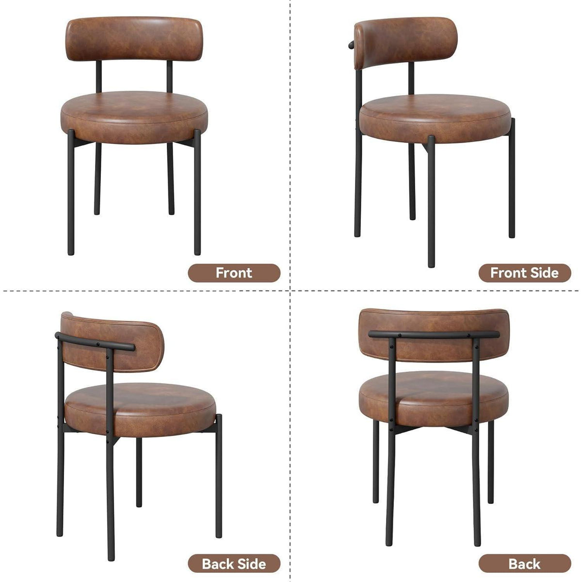 6 Esszimmerstühle Braun – Mid-Century Bouclé Design