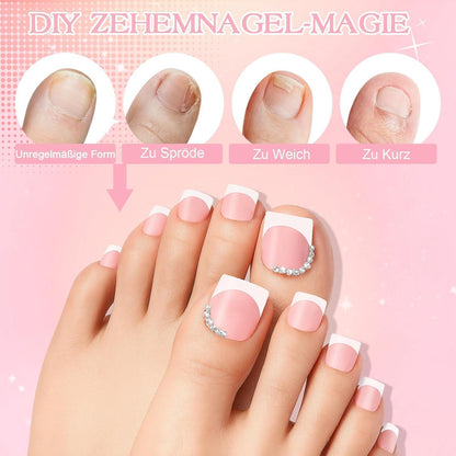 150er Set Fußnägel Aufkleben French Press on Nails Rosa