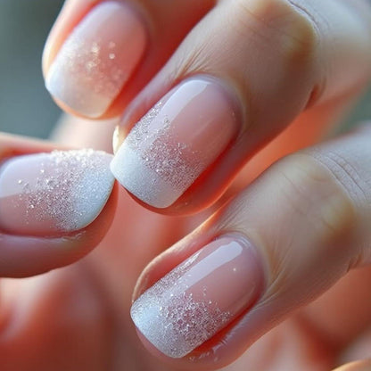 24 Rosa Glitter French Nägel Zum Aufkleben - Kurz & Quadratisch