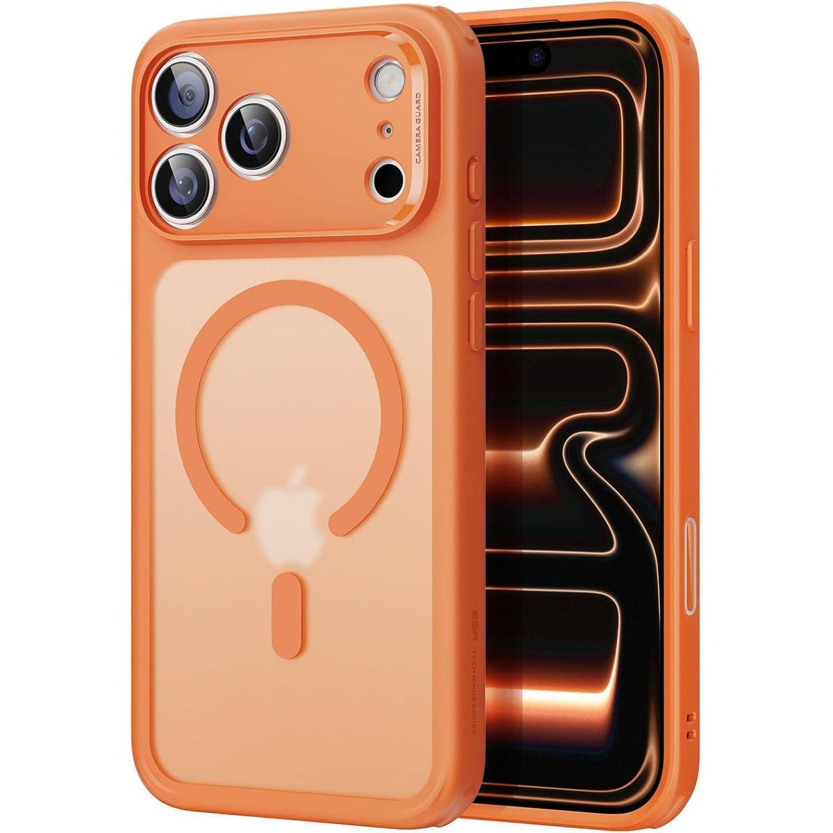 iPhone 17 Pro Max Hülle mit Kamerasteuerung, MagSafe, Militärschutz, Matt Orange