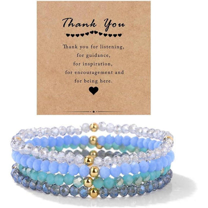 Damen Kristall Perlen Armband Mehrschichtig Boho Modeschmuck Schwarz Blau