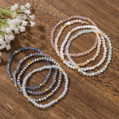 Damen Kristall Perlen Armband Mehrschichtig Boho Modeschmuck Schwarz Blau