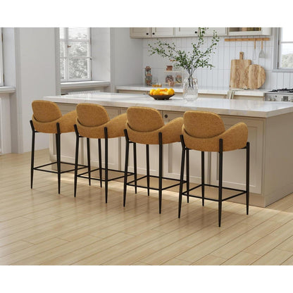 Barhocker Set 2er – Chenille, Metallgestell, Gelb