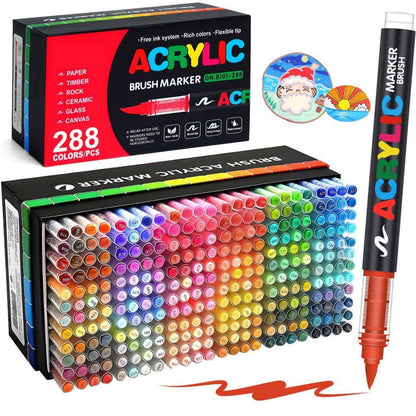288 Acrylstifte Set – Wasserfest, Brush Tip, Vielseitig