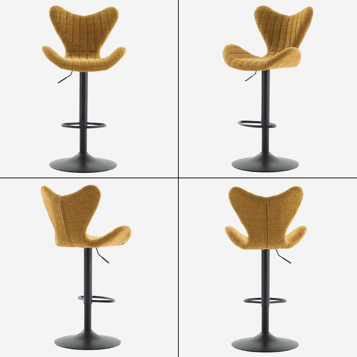 Barhocker Set 4er – Chenille, Höhenverstellbar & Fußstütze
