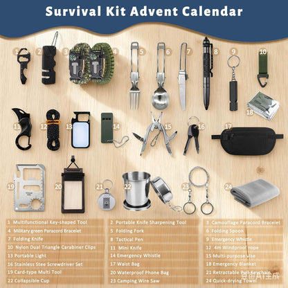 2026 Adventskalender Survival Kit für Herren mit Campingwerkzeug