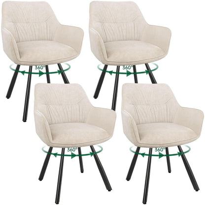 Drehbarer Esszimmerstuhl Set 4er – Samt, Khaki