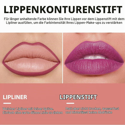 12-teiliges Lippen-Set: Samtmatte Farben & Konturen