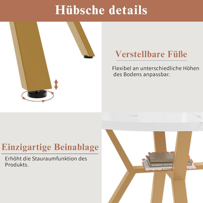Runder Esstisch Set mit 4 Samtstühlen – Modern & Elegant
