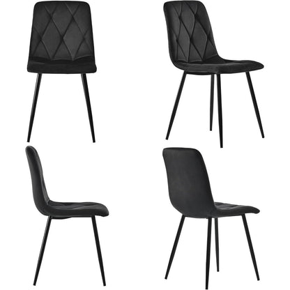 Runder Esstisch Set mit 4 Samtstühlen – Modern & Elegant