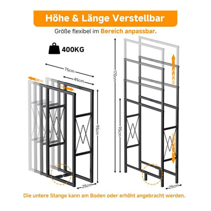 Verstellbares Kaminholzregal für Innen & Außen