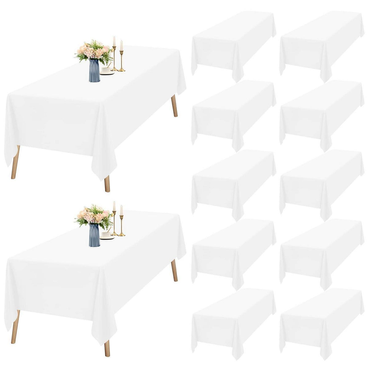 12x Weiße Tischdecke 140x240cm – Wachstischdecke für Hochzeiten