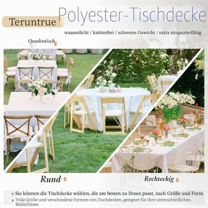 12x Weiße Tischdecke 140x240cm – Wachstischdecke für Hochzeiten