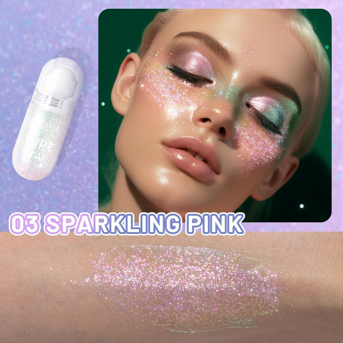 Roll-on Körperglitzer Gel, Holografisch, Feenstaub, für Festivals & Partys
