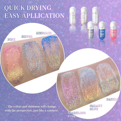 Roll-on Körperglitzer Gel, Holografisch, Feenstaub, für Festivals & Partys