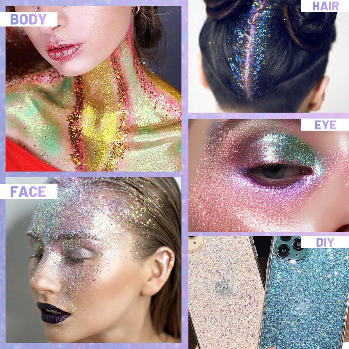 Roll-on Körperglitzer Gel, Holografisch, Feenstaub, für Festivals & Partys