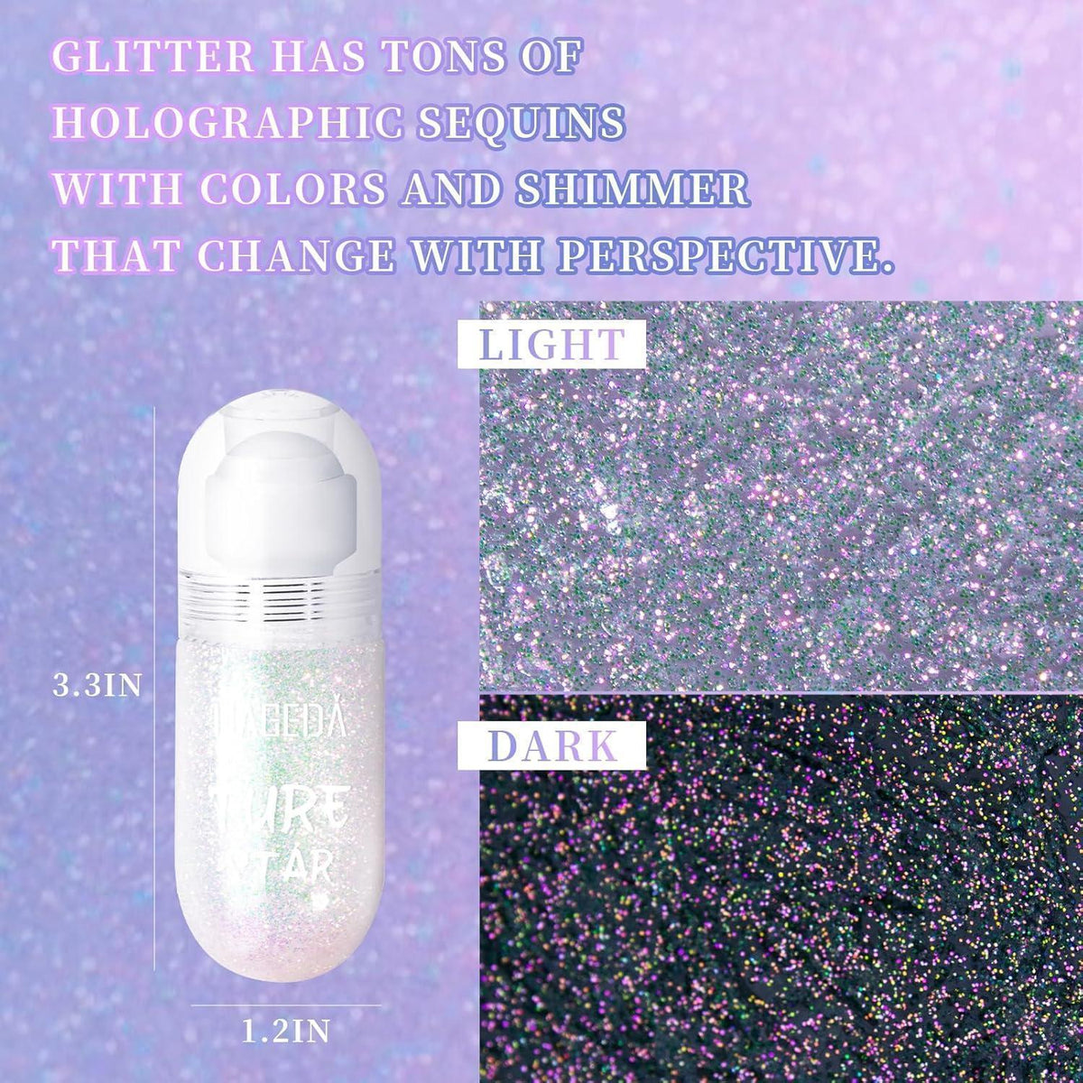 Roll-on Körperglitzer Gel, Holografisch, Feenstaub, für Festivals & Partys