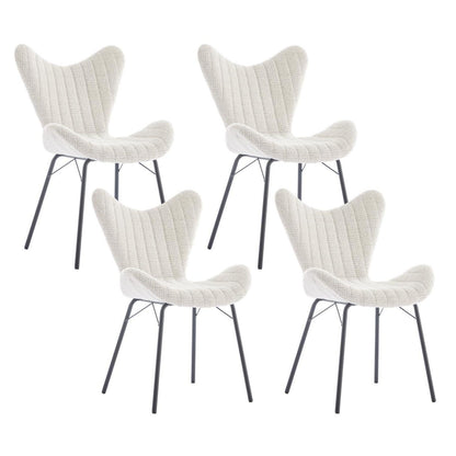 Esszimmerstühle Set 4er – Chenille, Metallgestell, Flügelrücken
