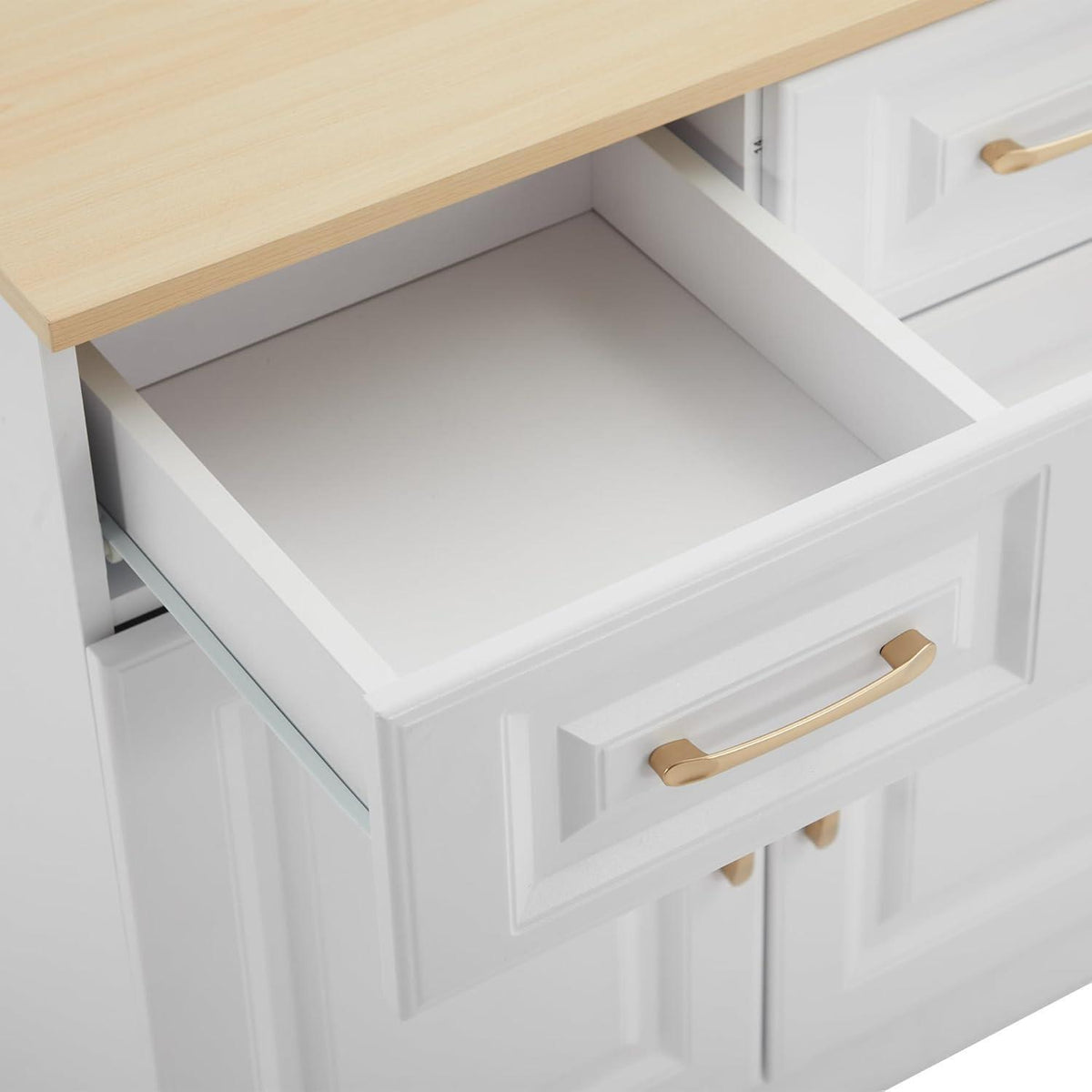 Weißes Sideboard mit 4 Schubladen & Scheunentüren (140x40x75cm)