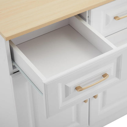 Weißes Sideboard mit 4 Schubladen & Scheunentüren (140x40x75cm)