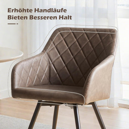 Drehbare Esszimmerstühle 2er Set Braun – Bequeme Stühle in Lederoptik