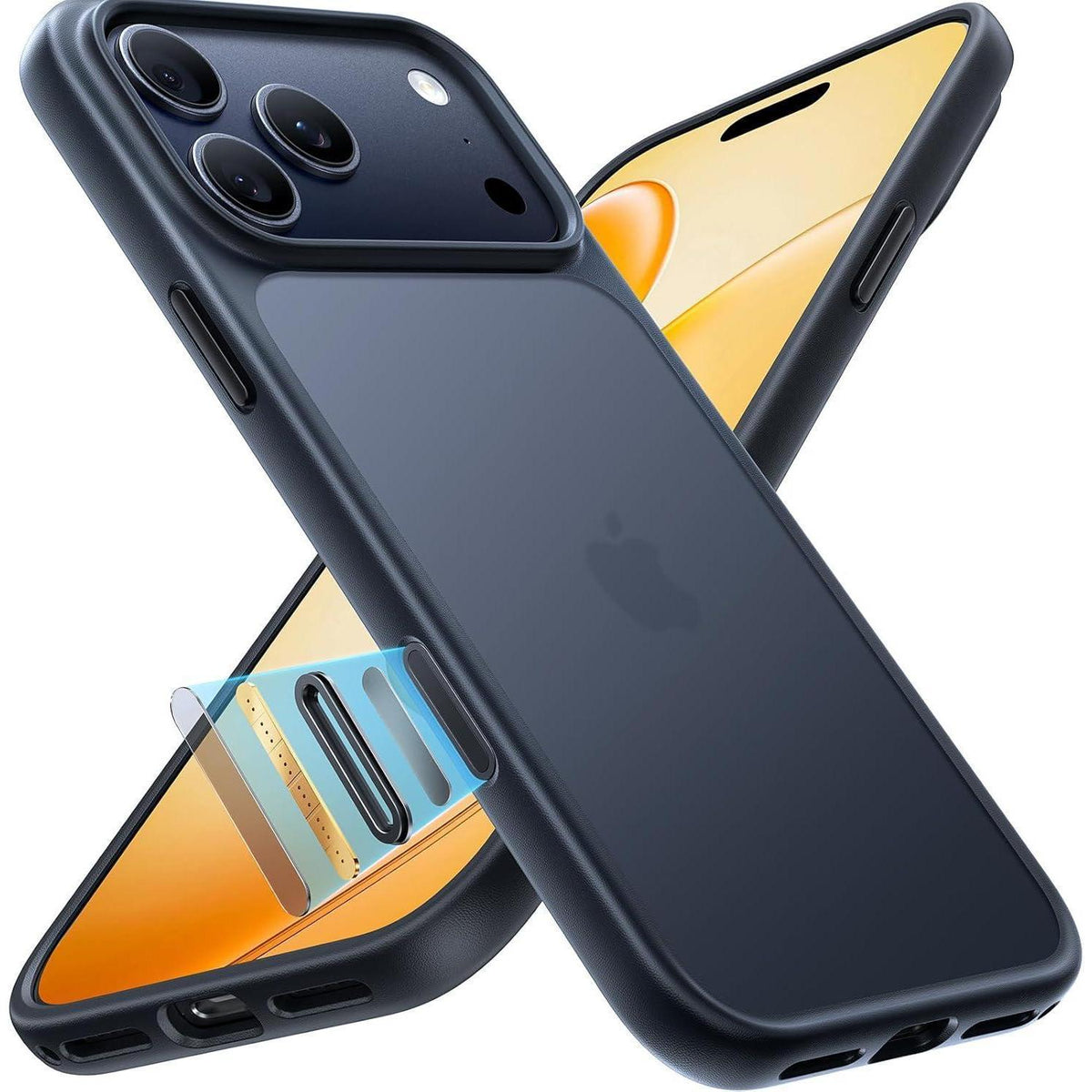 iPhone 17 Pro Hülle: Stoßfest, Kameraknopf-Schutz, Schwarz