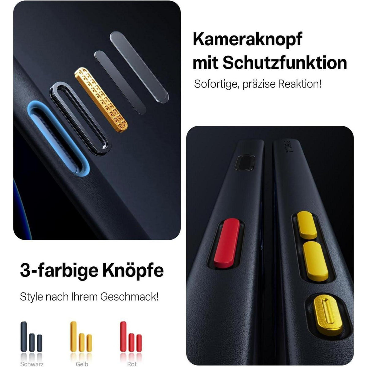 iPhone 17 Pro Hülle: Stoßfest, Kameraknopf-Schutz, Schwarz