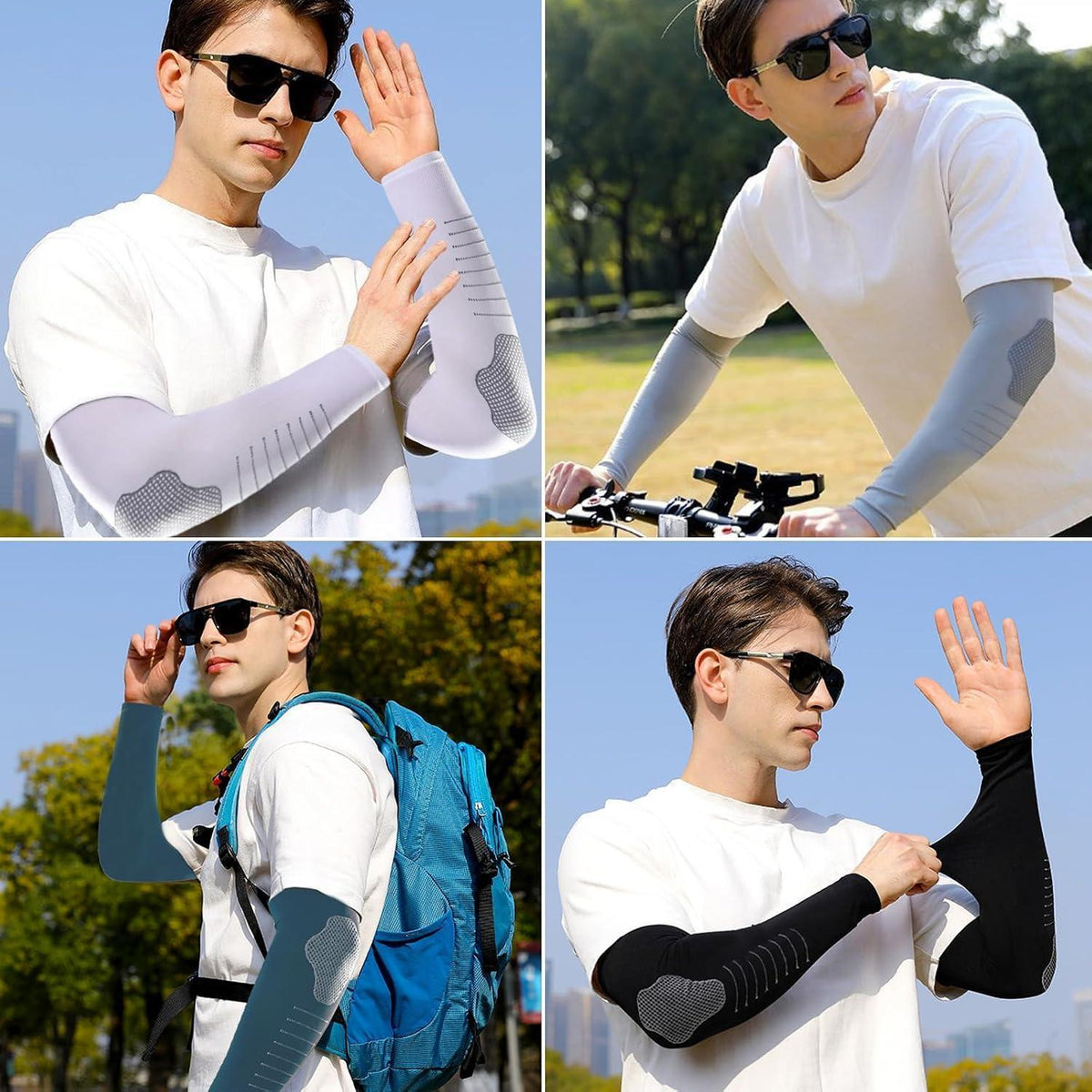 4er-Pack UV-Schutz Armlinge Herren – Kühlung & Kompression