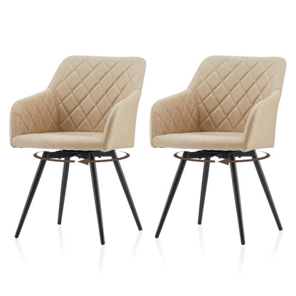 Drehbare Esszimmerstühle 2er Set, Beige Creme