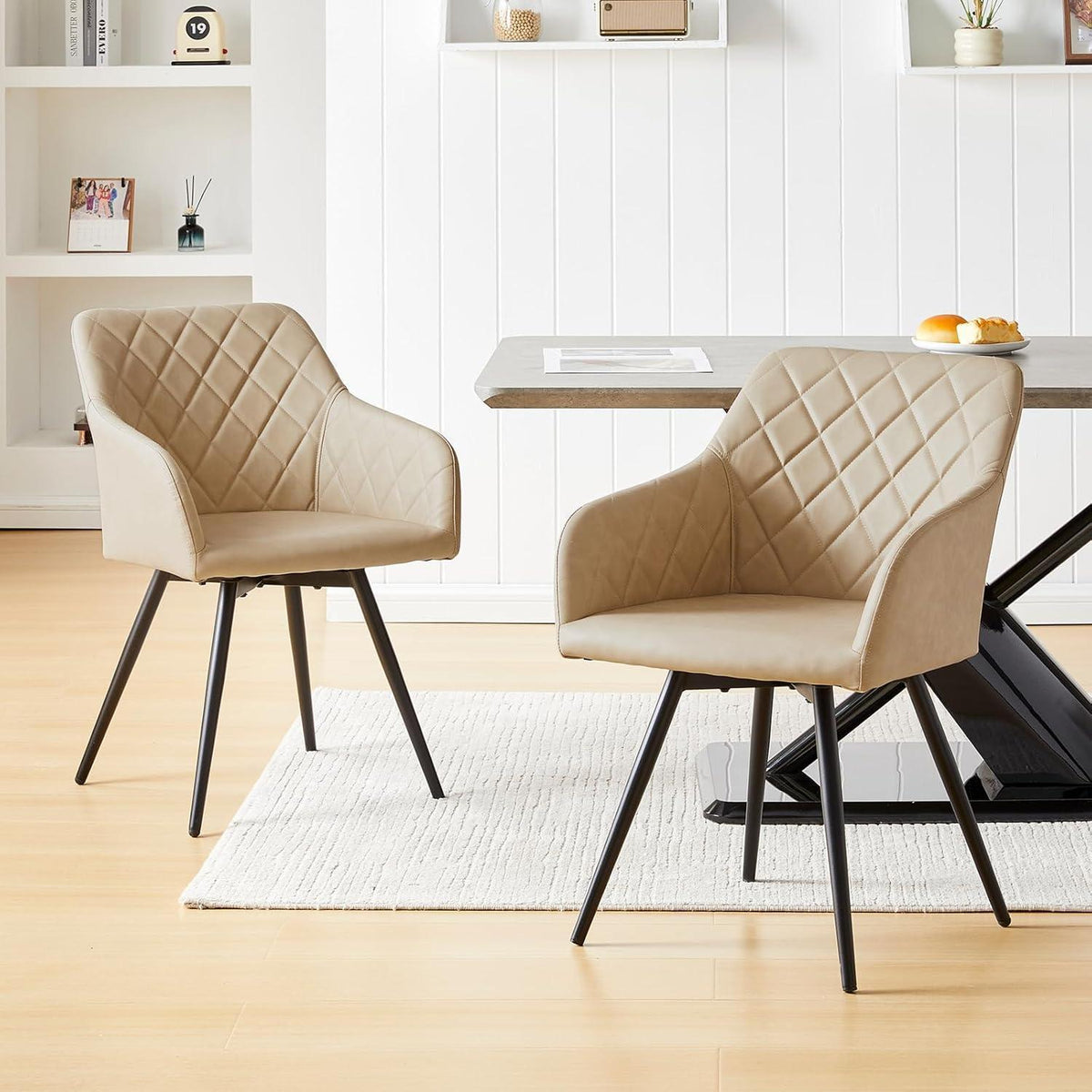 Drehbare Esszimmerstühle 2er Set, Beige Creme
