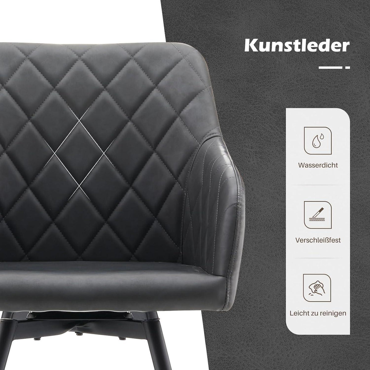 Drehbare Esszimmerstühle 2er Set – Bequeme Stühle in Lederoptik