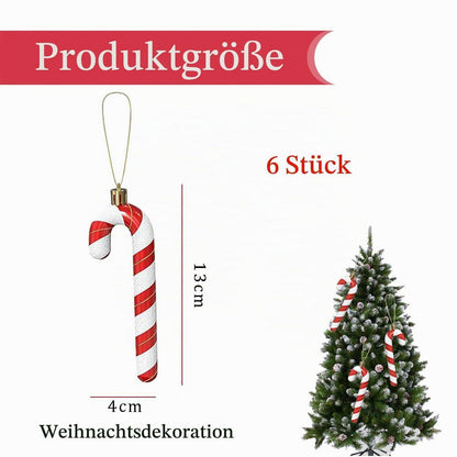 Christbaumschmuck Zuckerstangen 6er-Pack Burgunderrot