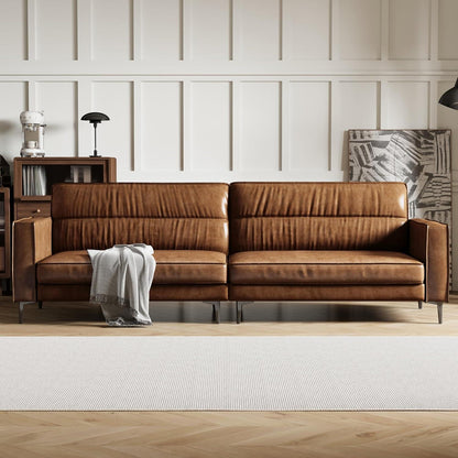 Vintage 3-Sitzer Sofa Braun – Retro Couch mit Knopfheftung & Metallfüßen