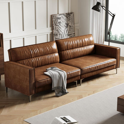 Vintage 3-Sitzer Sofa Braun – Retro Couch mit Knopfheftung & Metallfüßen