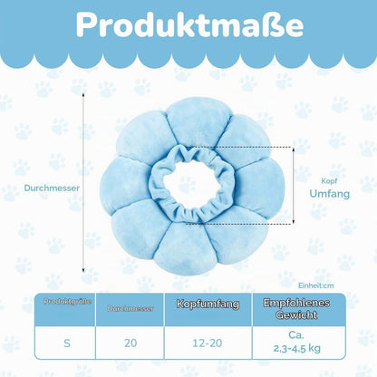 Katzen Halskrause Blumen Blau – Leckschutz & Komfort