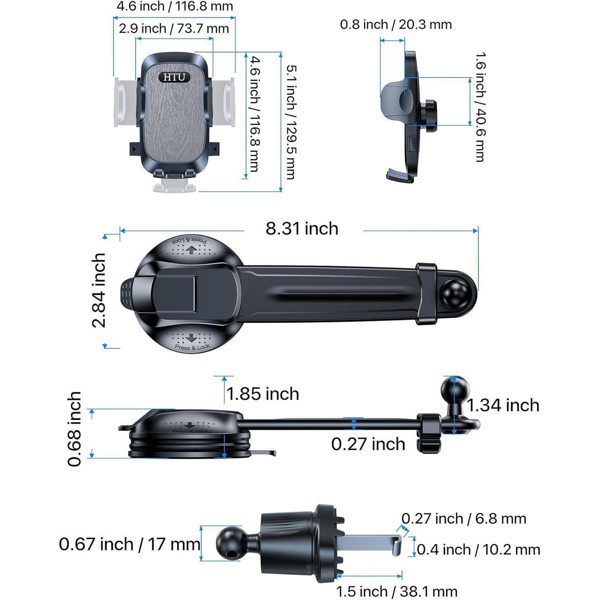 Saugnapf Handyhalter Auto 360° Drehbar für iPhone & Samsung