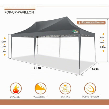 Faltpavillon 3x6m mit Seitenteilen – Wasserdicht & UV-Schutz