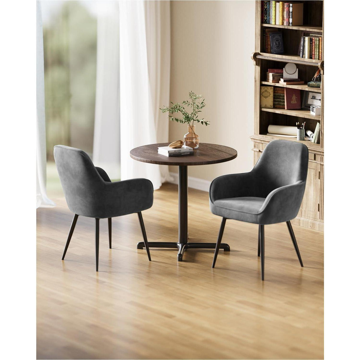 Esszimmerstuhl Set Dunkelgrau | Bequemer Polsterstuhl mit Armlehne