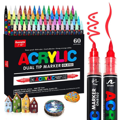 Acrylmarker Set 60er - Wasserdicht & Doppelspitze