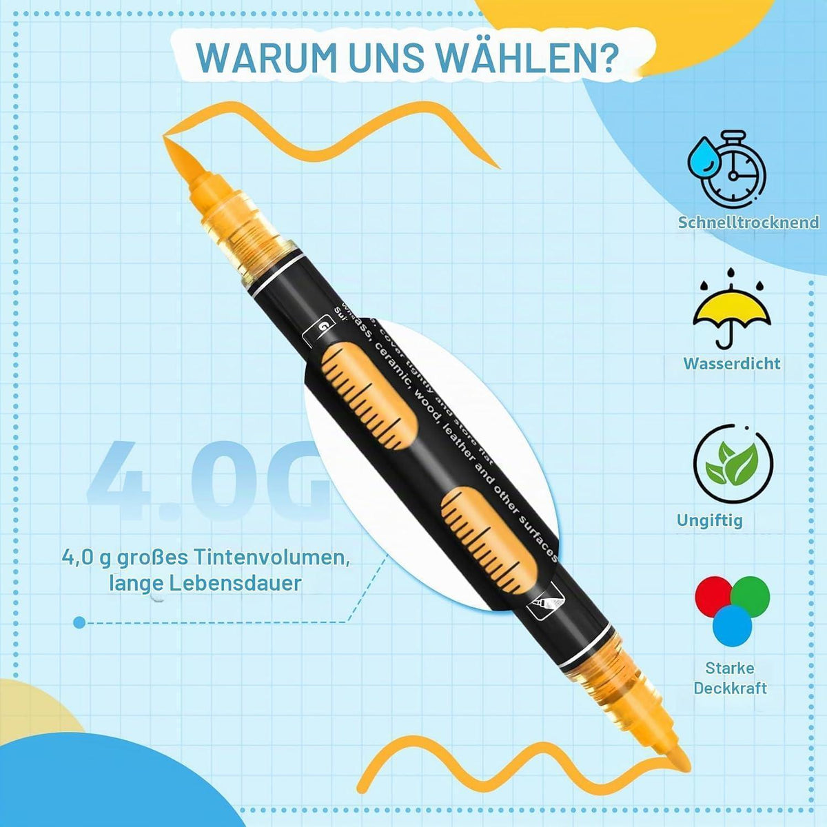 Acrylmarker Set 60er - Wasserdicht & Doppelspitze