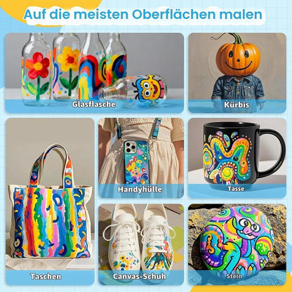 Acrylmarker Set 60er - Wasserdicht & Doppelspitze