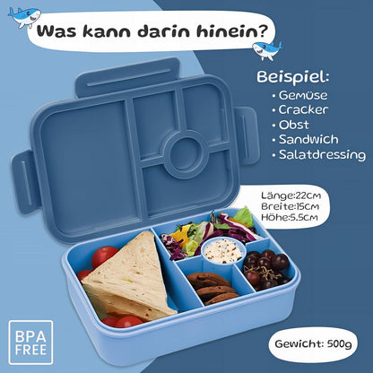 Brotdose Kinder mit Fächern & Aufklebern – Auslaufsicher & BPA-frei